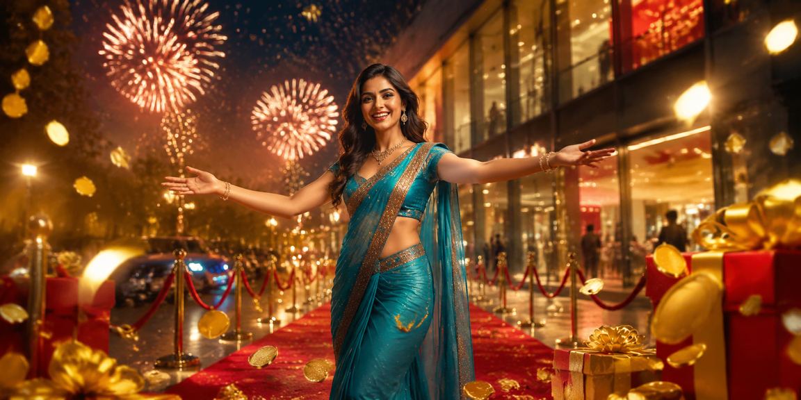 Indian woman enjoying lottery games on mobile device in Delhi