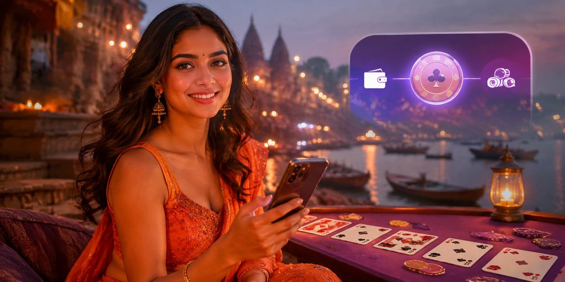 Indian model relaxing at river bank playing Andar Bahar